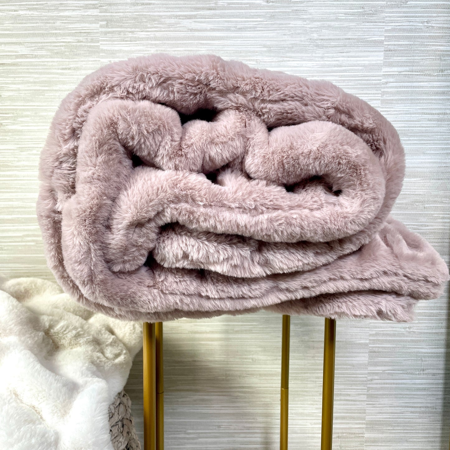 Blush Faux Fur Blanket - Lap: 30"x40"