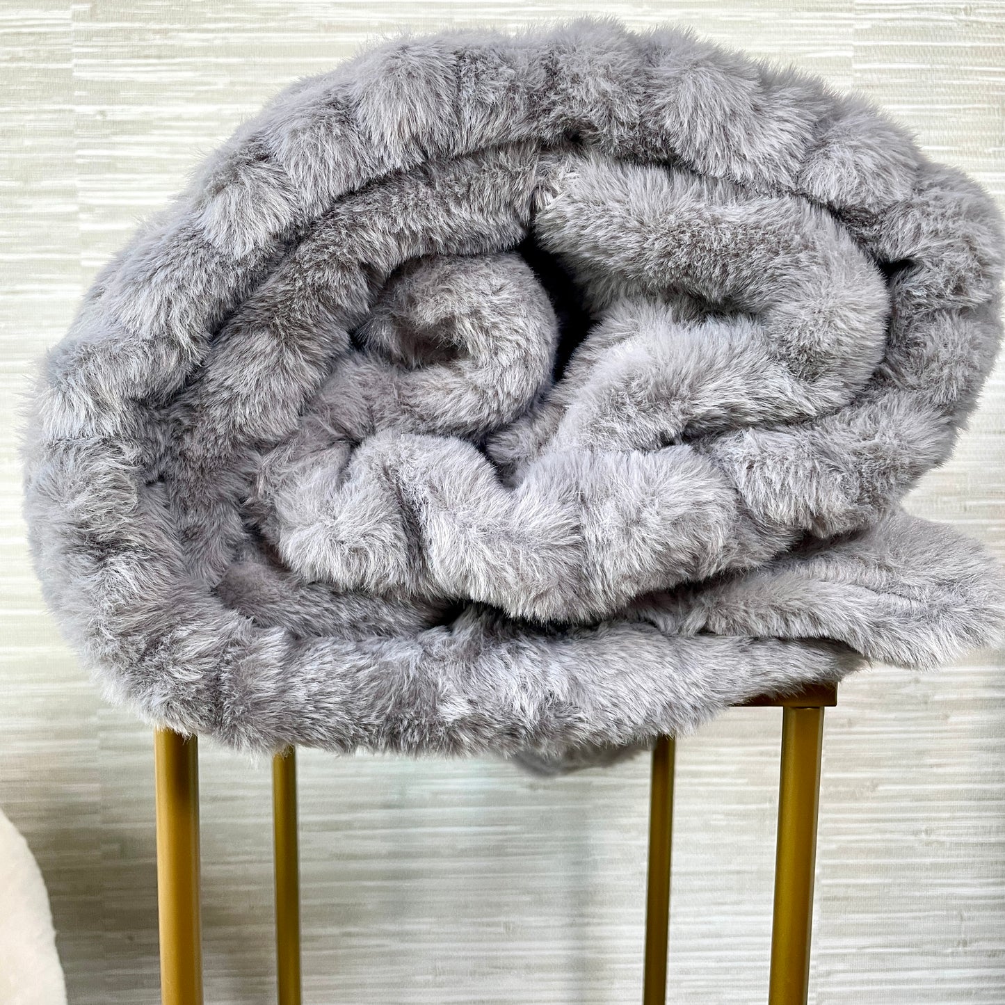 Gray Faux Fur Blanket - Lap: 30"x40"